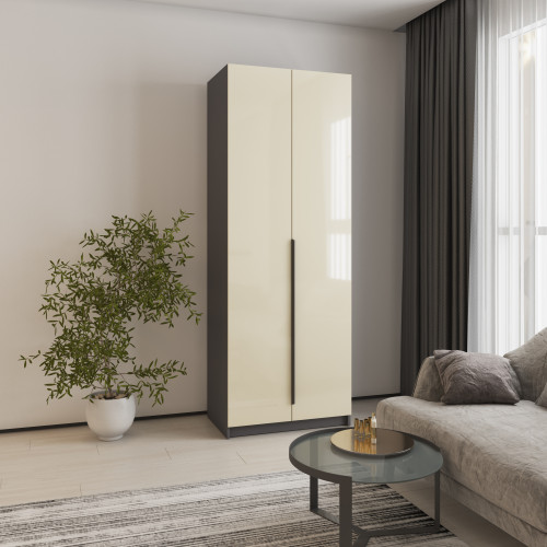 Шкаф 2-дверный MebelStar Оскар Gloss BL-B, стандарт 80x52x220 см Антрацит/Альмонд (MBS-5109)