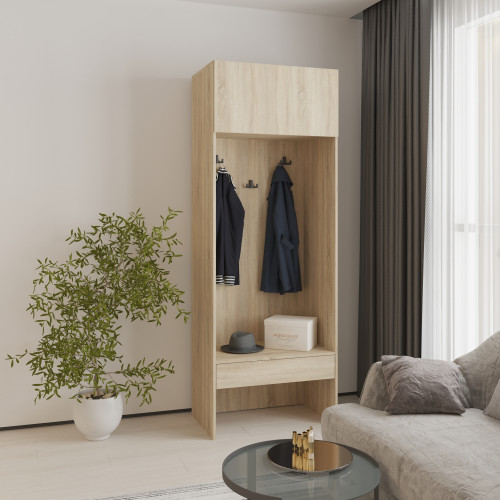 MebelStar Open cabinet with hooks Oscar chipboard Sonoma oak, 80x52x220 cm (MBS-6811)