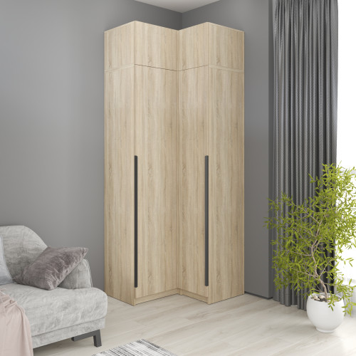 MebelStar Corner wardrobe with mezzanine Oscar chipboard BL-B, standard Sonoma oak, 97x52x260 cm (MBS-6991)