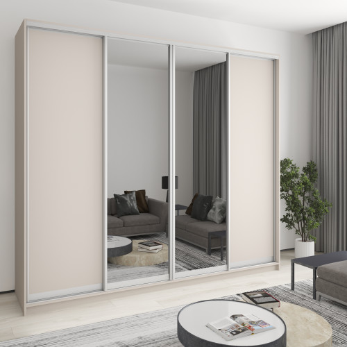 Шкаф-купе четырехдверный MebelStar Комбо AL 2ДСП/2 Зеркала 270x60x240 см Кашемир (MBS-13360)