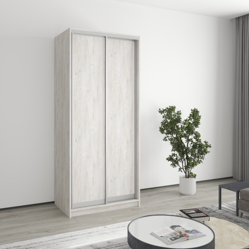 Шкаф-купе двухдверный MebelStar Уни AL 2ДСП 90x45x210 см Аляска серый (MBS-2596)
