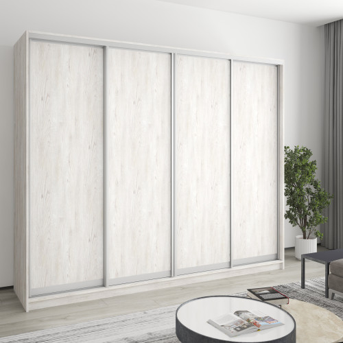 MebelStar Four-door wardrobe Standard AL 4DSP Alaska gray, 250x45x210 cm (MBS-12170)
