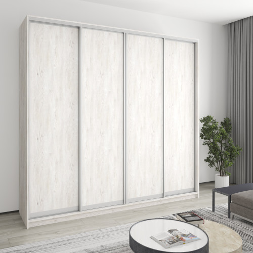 MebelStar Four-door wardrobe Combo AL 4DSP Alaska gray, 250x45x240 cm (MBS-13250)