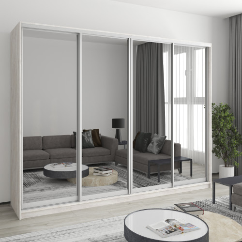 MebelStar Four-door wardrobe Standard AL 4 Mirrors Alaska gray, 270x60x210 cm (MBS-12320)