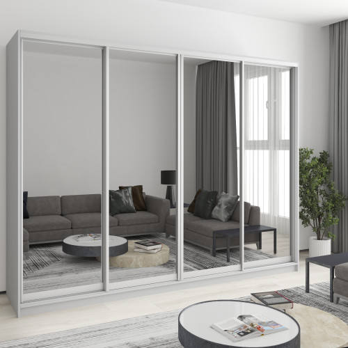 MebelStar Four-door wardrobe Combo AL 4 Mirrors Gray mouse, 270x45x210 cm (MBS-12580)