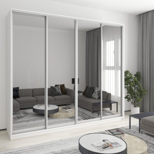 MebelStar Four-door wardrobe Combo AL 4 Mirrors Alaska white, 270x45x240 cm (MBS-13420)