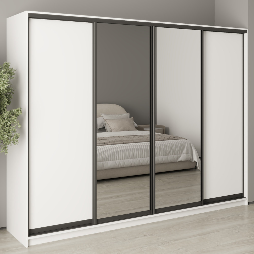 MebelStar Four-door wardrobe Standard BG 2DSP/2 Mirrors Alaska white, 270x60x210 cm (MBS-11840)