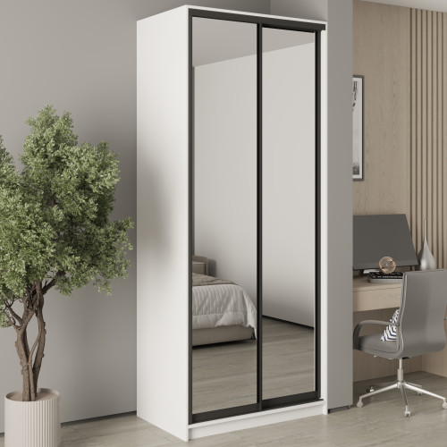 MebelStar Two-door wardrobe Standard BG 2 Mirrors Alaska white, 100x45x240 cm (MBS-10300)