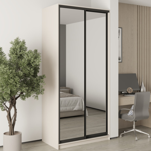 MebelStar Two-door wardrobe Standard BG 2 Mirrors Cashmere, 110x45x240 cm (MBS-10310)