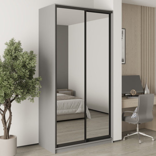 MebelStar Two-door wardrobe Standard BG 2 Mirrors Gray mouse, 120x60x240 cm (MBS-10410)