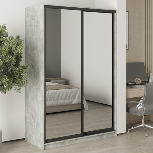 MebelStar Two-door wardrobe Standard BG 2 Mirrors Concrete, 140x60x210 cm (MBS-11240)