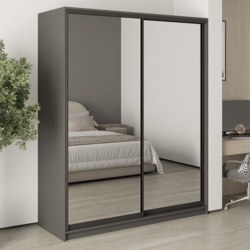 Шафа-купе дводверна MebelStar Комбо BG 2 Дзеркала 170x45x210 см Антрацит (MBS-11610)