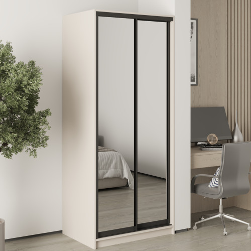 Шафа-купе дводверна MebelStar Уні BG 2 Дзеркала 90x45x210 см Кашемір (MBS-11430)