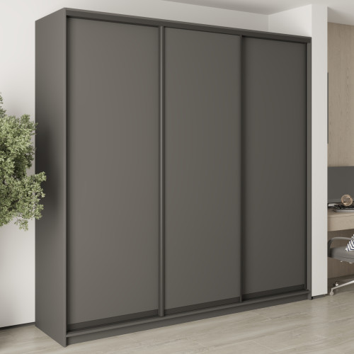 MebelStar Three-door wardrobe Uni BG 3DSP Anthracite, 240x60x240 cm (MBS-7692)