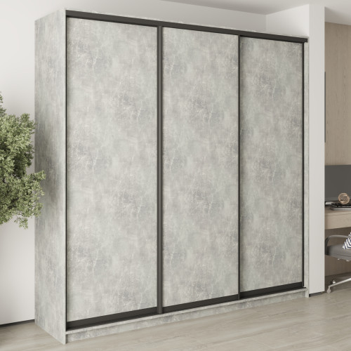 Шафа-купе тридверна MebelStar Уні BG 3ДСП 240x45x240 см Бетон (MBS-7712)