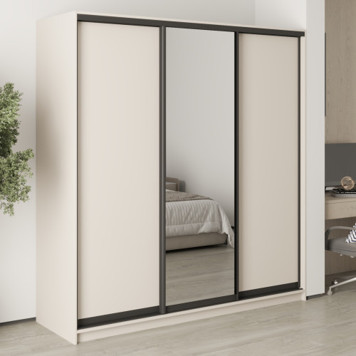 MebelStar Three-door wardrobe Combo BG 2DSP/Mirror Cashmere, 200x45x210 cm (MBS-9110)