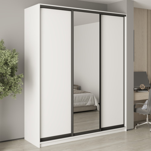 MebelStar Three-door wardrobe Combo BG 2DSP/Mirror Alaska white, 200x45x240 cm (MBS-9590)