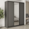 MebelStar Three-door wardrobe Combo BG 2DSP/Mirror Anthracite, 200x60x240 cm (MBS-9620)