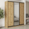 MebelStar Three-door wardrobe Combo BG 2DSP/Mirror Tahoe oak, 200x60x240 cm (MBS-9760)