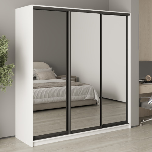MebelStar Three-door wardrobe Combo BG 3 Mirrors Alaska white, 200x45x210 cm (MBS-9230)