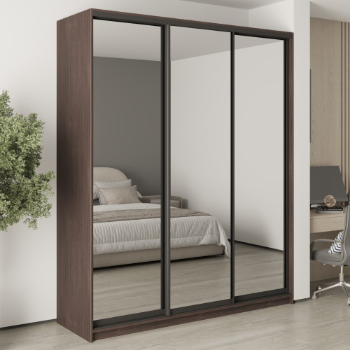 MebelStar Three-door wardrobe Combo BG 3 Mirrors Ristreto oak, 200x60x240 cm (MBS-9900)