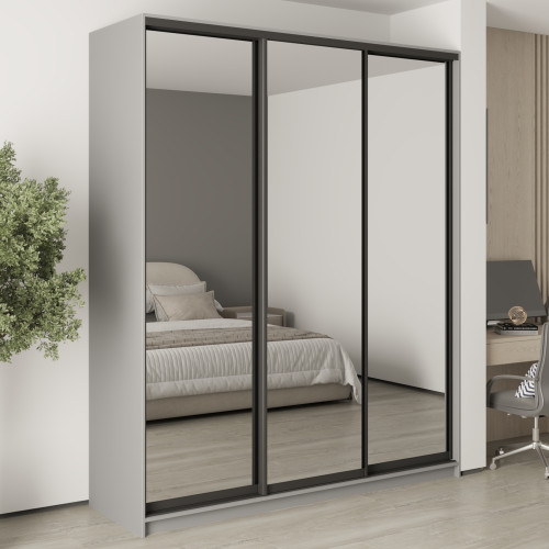 MebelStar Three-door wardrobe Combo BG 3 Mirrors Gray mouse, 200x45x240 cm (MBS-9910)