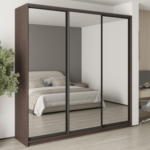 Шкаф-купе трехдверный MebelStar Уни BG 3 Зеркала 240x45x240 см Дуб ристрето (MBS-7872)