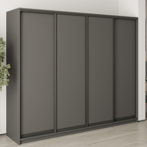 Шкаф-купе четырехдверный MebelStar Стандарт BG 4ДСП 250x60x210 см Антрацит (MBS-11750)