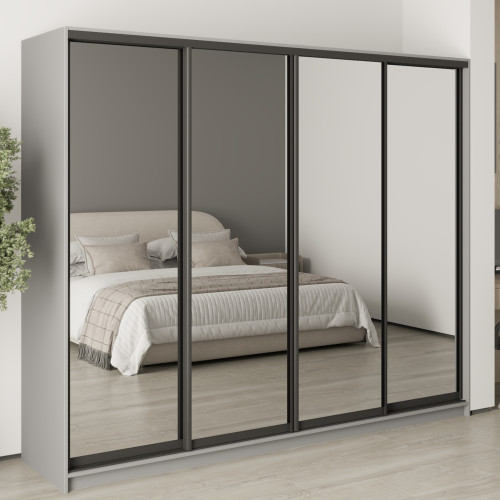 MebelStar Four-door wardrobe Standard BG 4 Mirrors Gray mouse, 250x45x210 cm (MBS-11930)
