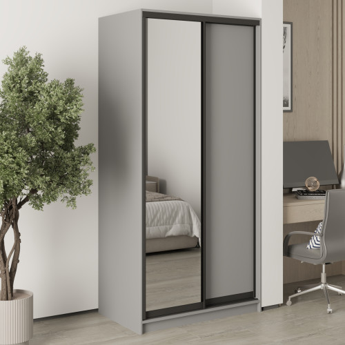 MebelStar Two-door wardrobe Standard BG DSP/Mirror Gray mouse, 100x60x210 cm (MBS-11110)