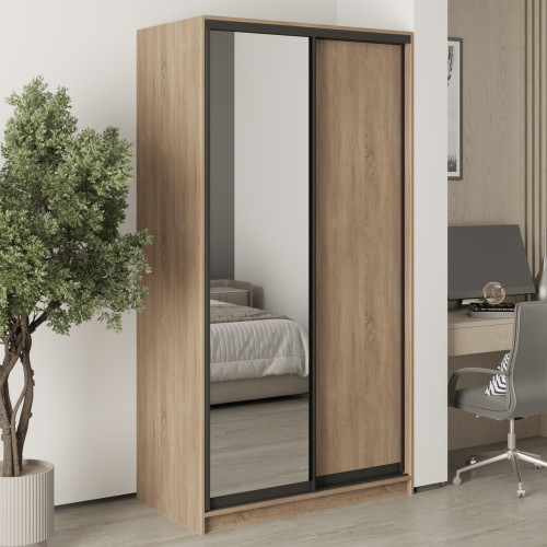 MebelStar Two-door wardrobe Standard BG DSP/Mirror Sonoma Oak, 110x60x210 cm (MBS-11120)