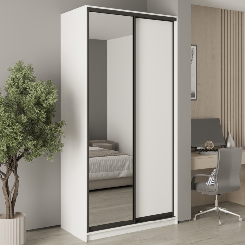 MebelStar Two-door wardrobe Standard BG DSP/Mirror Alaska white, 120x45x240 cm (MBS-10140)