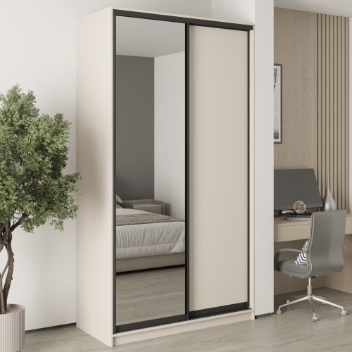 MebelStar Two-door wardrobe Standard BG DSP/Mirror Cashmere, 130x45x240 cm (MBS-10150)