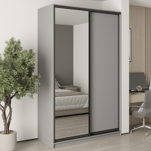 MebelStar Two-door wardrobe Standard BG DSP/Mirror Gray mouse, 150x45x240 cm (MBS-10170)
