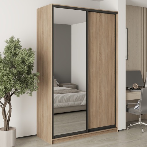 MebelStar Two-door wardrobe Standard BG DSP/Mirror Sonoma Oak, 150x60x240 cm (MBS-10260)