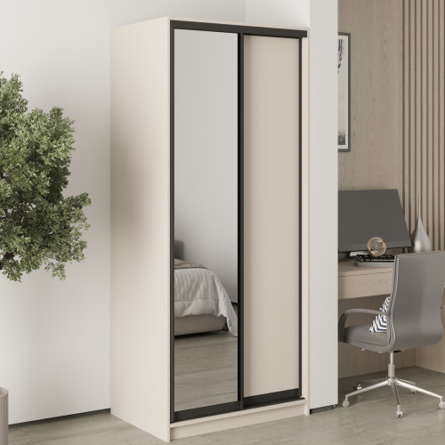 MebelStar Two-door wardrobe Standard BG DSP/Mirror Cashmere, 90x45x210 cm (MBS-11010)