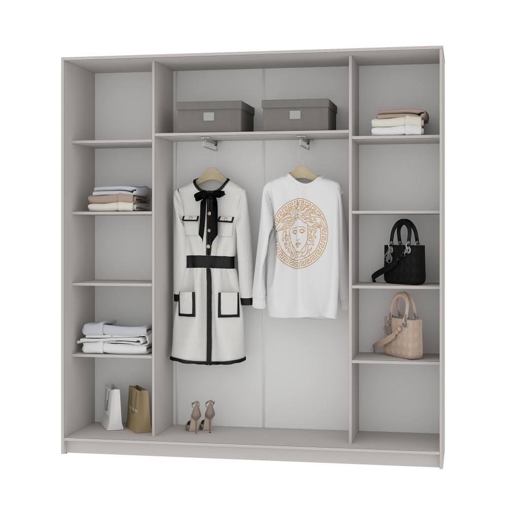 MebelStar Three-door wardrobe Combo BG 3DSP Concrete, 200x45x210 cm (MBS-8950)