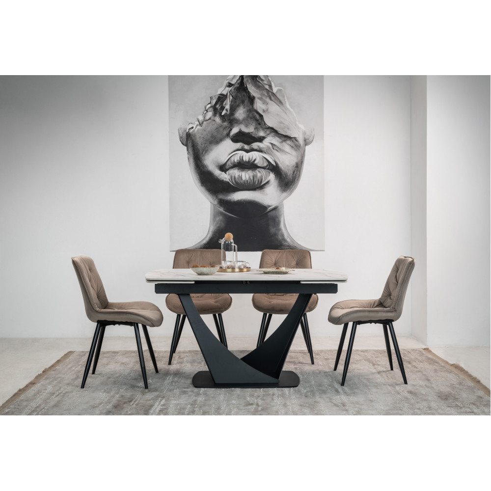 Стул кухонный Vetro M-48 Капучино велюр/Черный (VTR-1074)