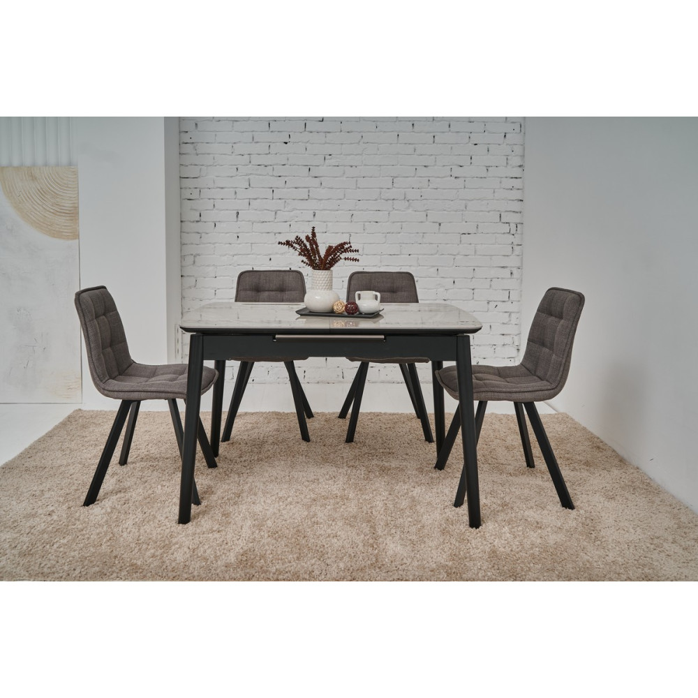 Обеденный керамический стол Vetro TM-76 Серая керамика/Черный (VTR-1189)