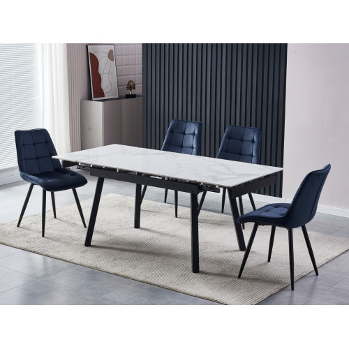 Обеденный керамический стол Vetro TM-88-1 Вайт Клауд/Черный (VTR-1219)