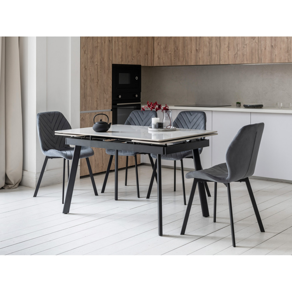 Обеденный керамический стол Vetro TM-98-1 Белый мрамор/Черный (VTR-1229)