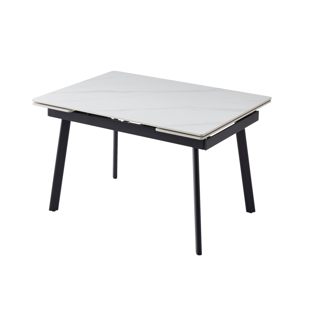 Обеденный керамический стол Vetro TM-98-1 Белый мрамор/Черный (VTR-1229)