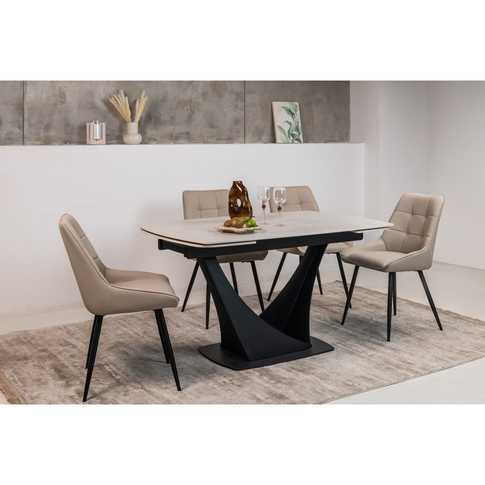 Обеденный керамический стол Vetro Элио TML-990 Крема деликато/Черный крем (VTR-1239)