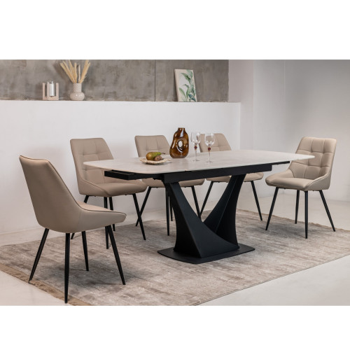 Обеденный керамический стол Vetro Элио TML-990 Крема деликато/Черный крем (VTR-1239)