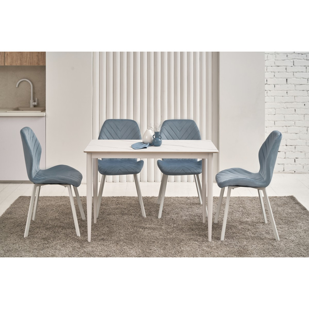 Обеденный керамический стол Vetro TM-110 Белый мрамор/Белый (VTR-1279)