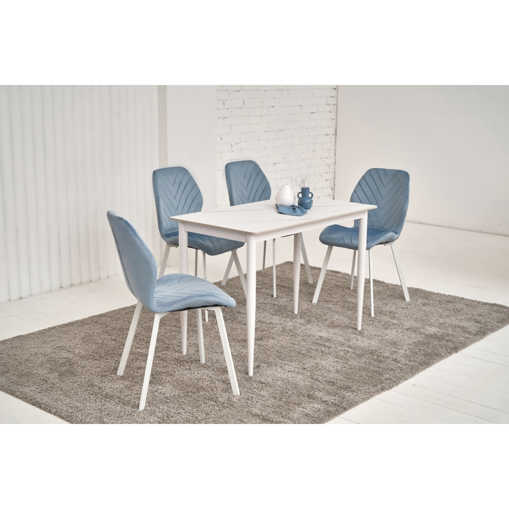 Обеденный керамический стол Vetro TM-110 Белый мрамор/Белый (VTR-1279)