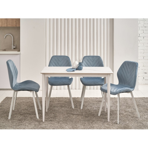 Обеденный керамический стол Vetro TM-110 Белый мрамор/Белый (VTR-1279)