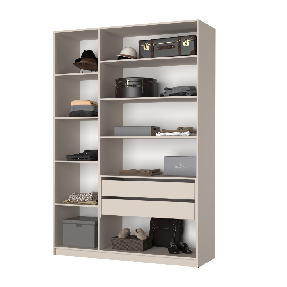 Шкаф 3-дверный MebelStar Оскар ДСП BL-B, блок ящиков+полки 150x52x220 см Серая мышка (MBS-4636)