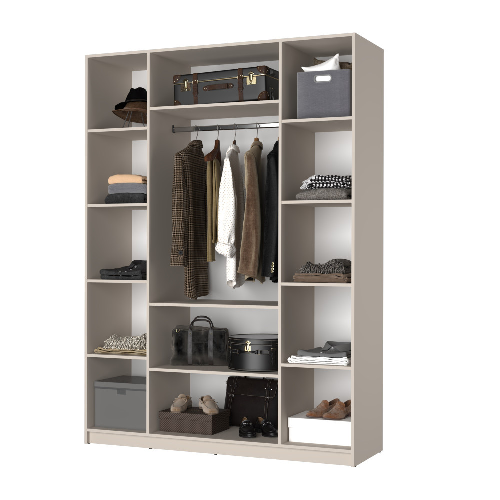 Шкаф 4-дверный с антресолью MebelStar Оскар Gloss BL-B, комплект полок 160x52x260 см Антрацит/Антрацит (MBS-5516)