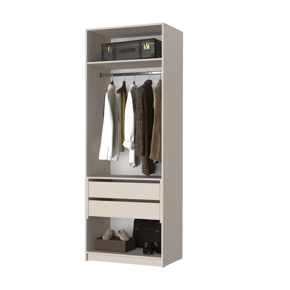 Шкаф 2-дверный MebelStar Оскар ДСП BL-B, блок ящиков 80x52x220 см Серая мышка (MBS-4466)